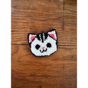 Punch Needle Hand-made Car Coasters: White Cat