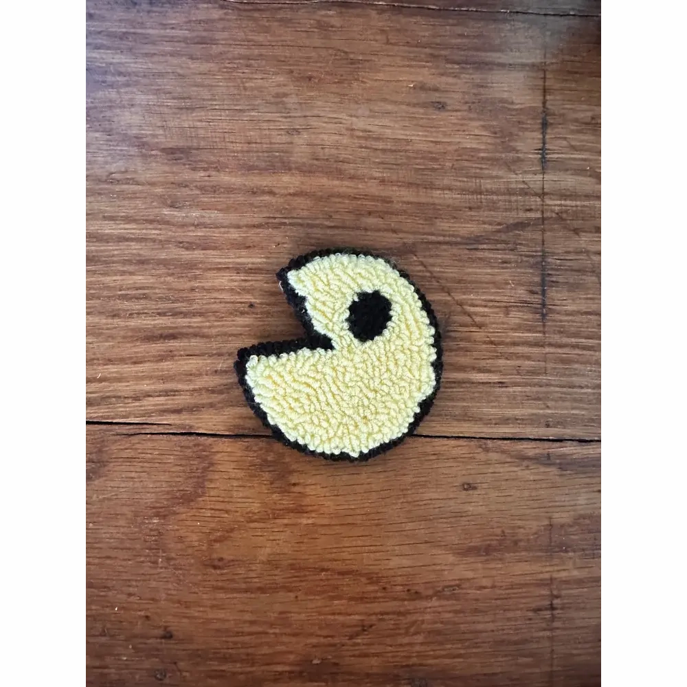 Punch Needle Hand-made Car Coasters: Yellow PacMan