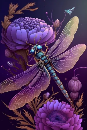 Purple Dragonfly Flowers - 1000 Pieces Adult Wooden Puzzles - for All Jigsaw Puzzle Toy Lovers - Spend Time Getting a Sense of Achievement Beautiful Gift