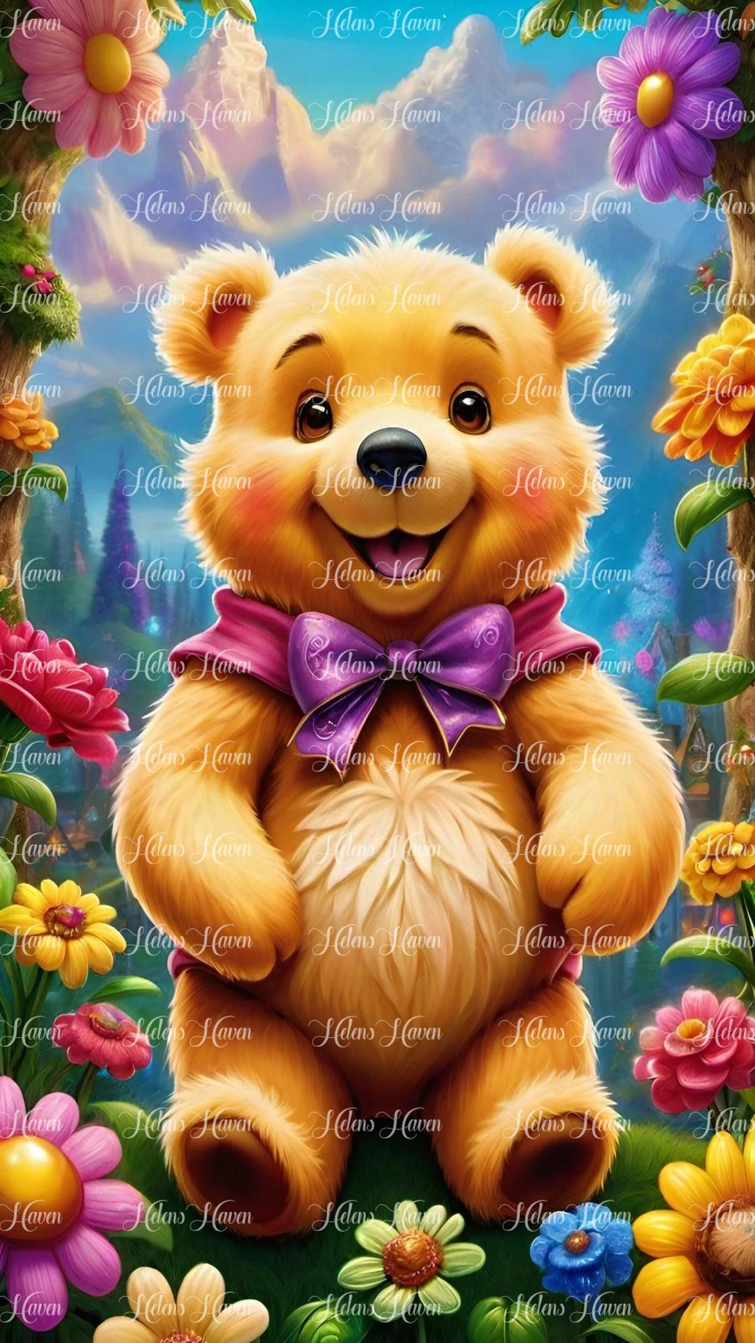 Purple Bow Bear