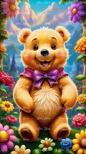 Purple Bow Bear