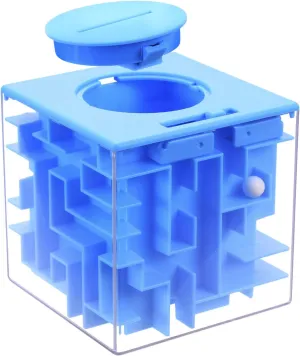 Puzzle Maze Money Holder Box Brain Teasers Toy Gifts for Adults and Teens Blue