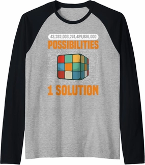 Puzzle Speed Cubing Possibilities Solution - Cuber Lovers Raglan Baseball Tee