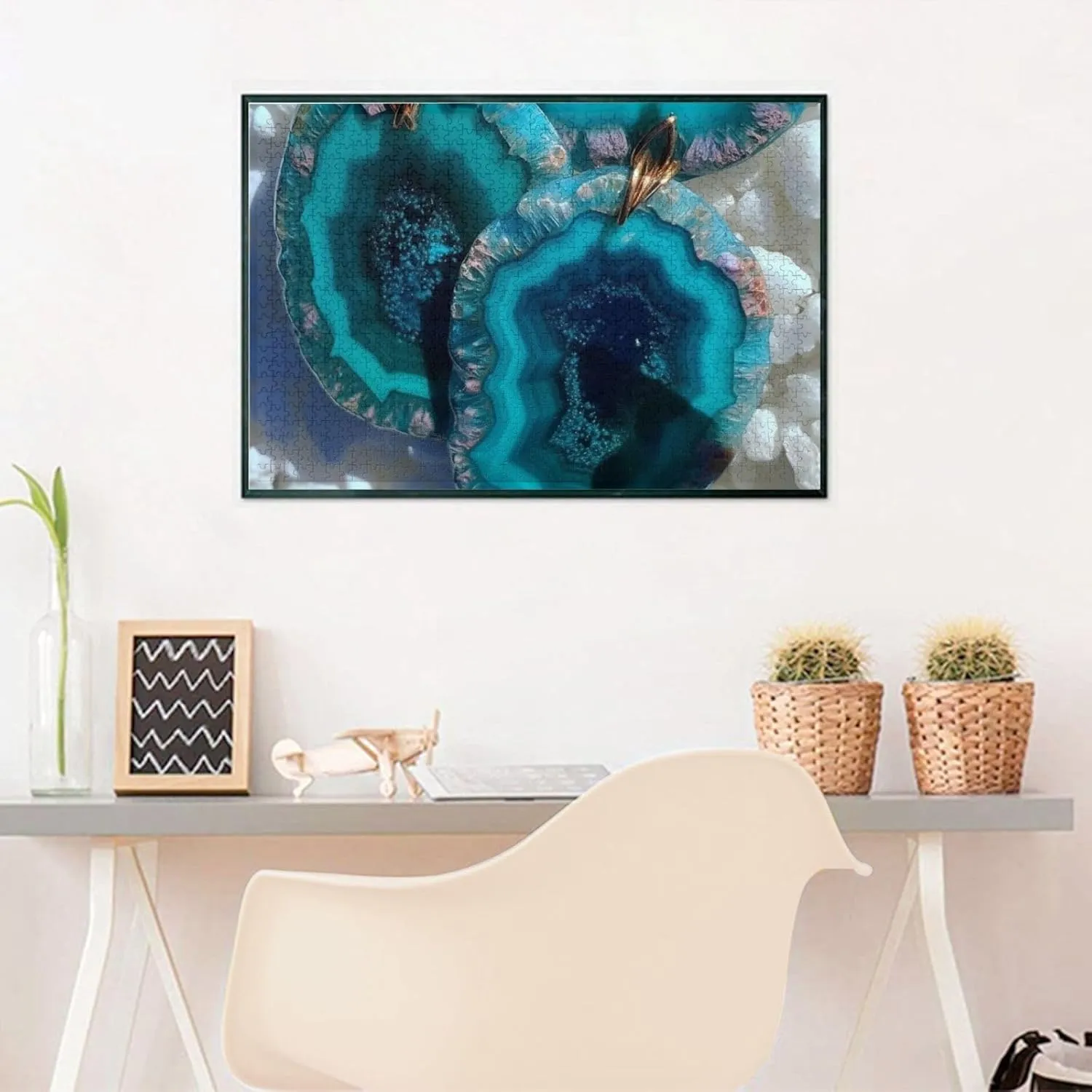 Puzzles 1000 Pieces Personalized Jigsaw Puzzles Teal Agate Photo Puzzle Challenging Picture Puzzle for Adults Personaliz Jigsaw with Storage Bag (29.5" x 19.7")