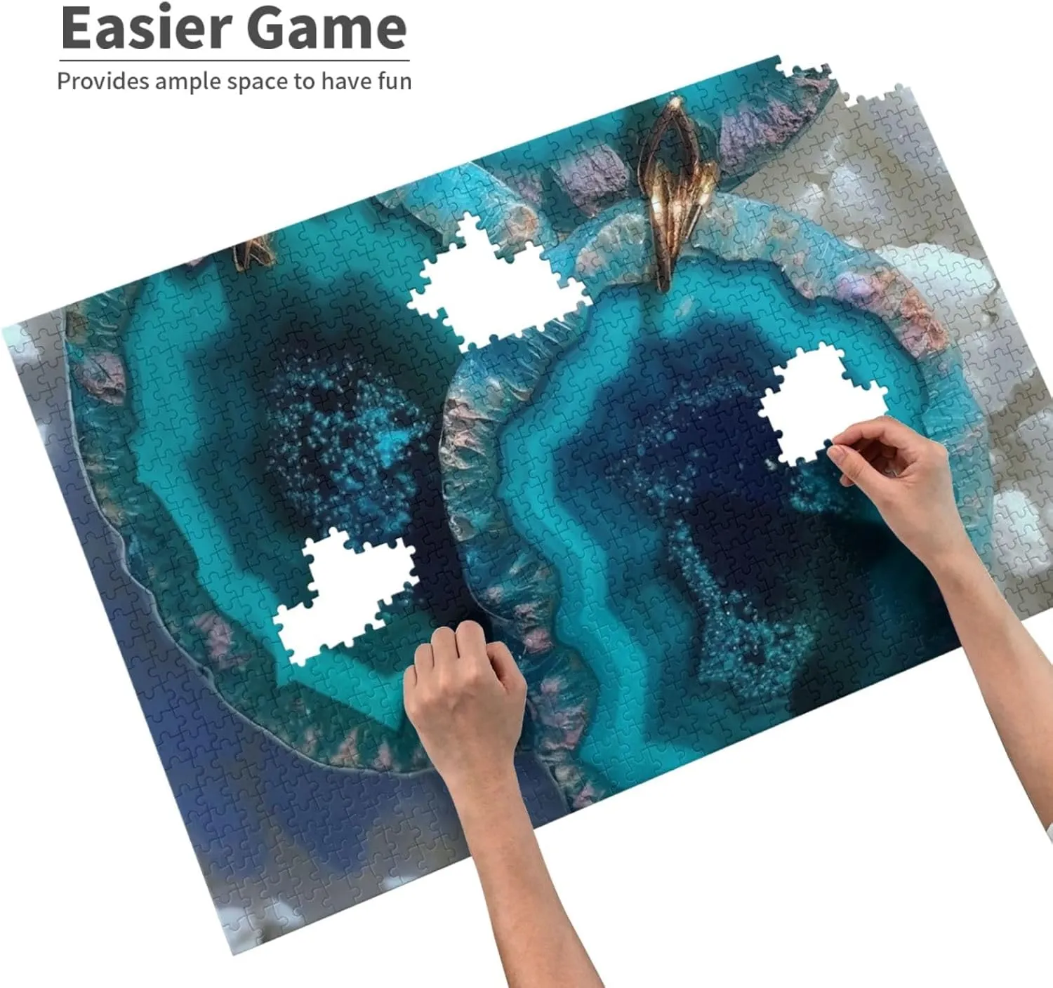Puzzles 1000 Pieces Personalized Jigsaw Puzzles Teal Agate Photo Puzzle Challenging Picture Puzzle for Adults Personaliz Jigsaw with Storage Bag (29.5" x 19.7")