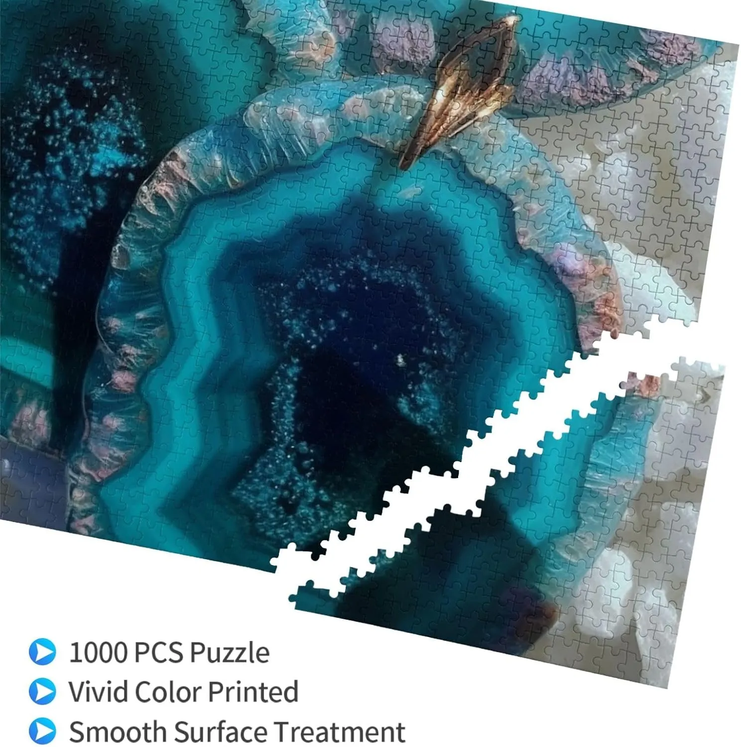 Puzzles 1000 Pieces Personalized Jigsaw Puzzles Teal Agate Photo Puzzle Challenging Picture Puzzle for Adults Personaliz Jigsaw with Storage Bag (29.5" x 19.7")