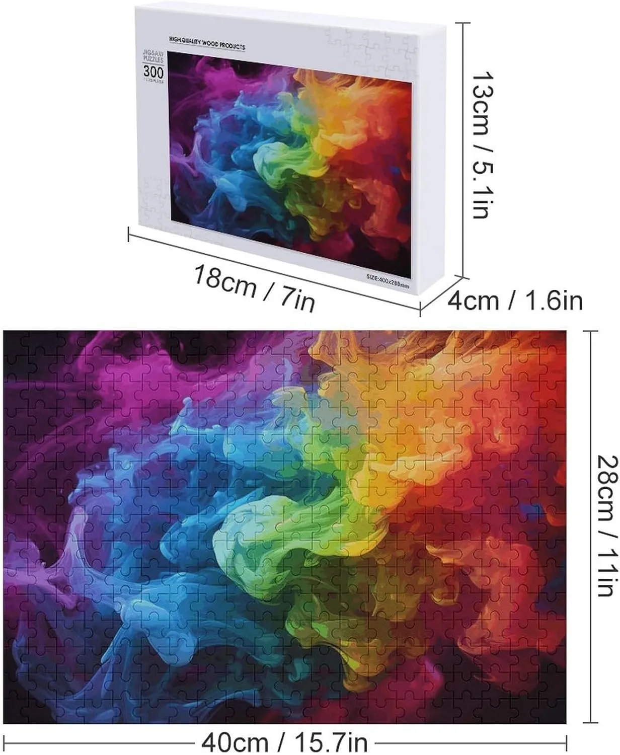 Puzzles 300 Pice Personalized Jigsaw Puzzles Rainbow Smoke Photos Puzzle for Family Picture Puzzle for Adults Wedding Birthday