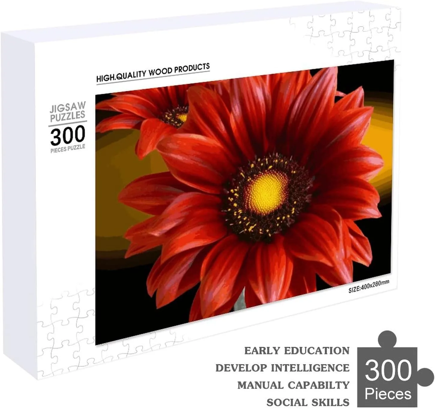 Puzzles 300 Pice Personalized Jigsaw Puzzles Red Sunflower Photos Puzzle for Family Picture Puzzle for Adults Wedding Birthday
