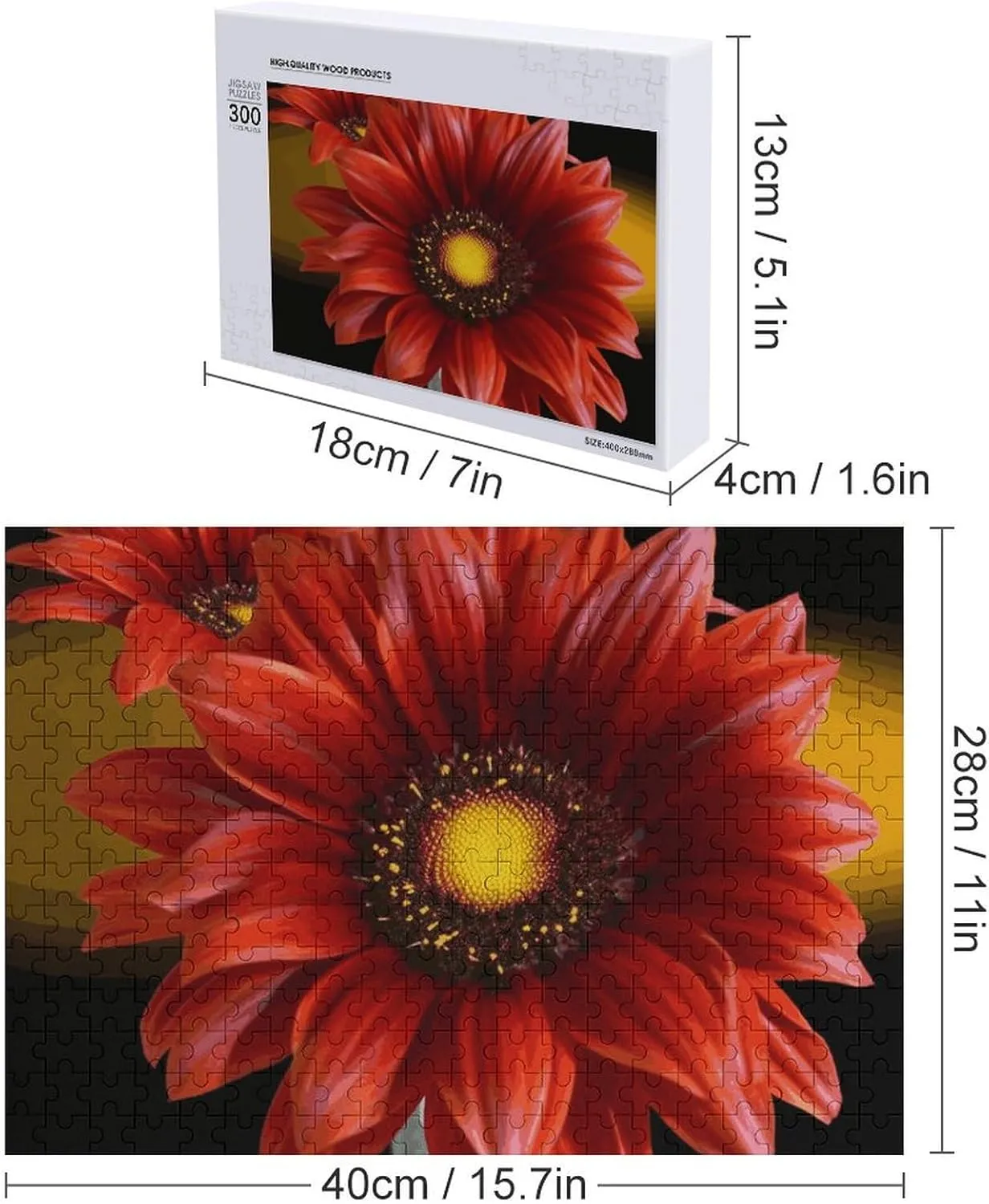 Puzzles 300 Pice Personalized Jigsaw Puzzles Red Sunflower Photos Puzzle for Family Picture Puzzle for Adults Wedding Birthday