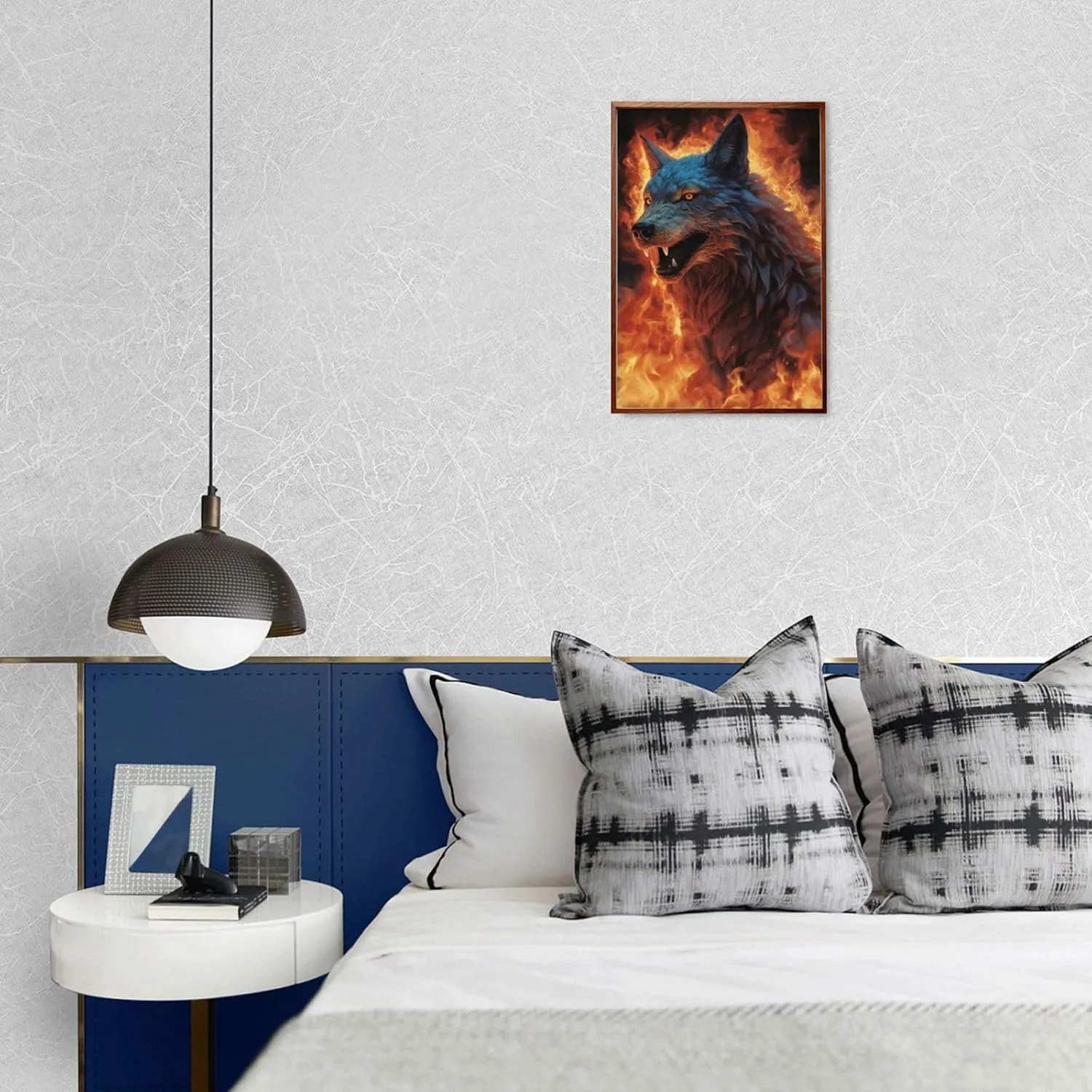 Puzzles 300 Pieces Personalized Jigsaw Puzzles Wolf Surrounded by Fire Photo Puzzle with Storage Bag Challenging Picture Puzzle for Adults Picture Puzzle for Family Decor Jigsaw (10.2" x 15")