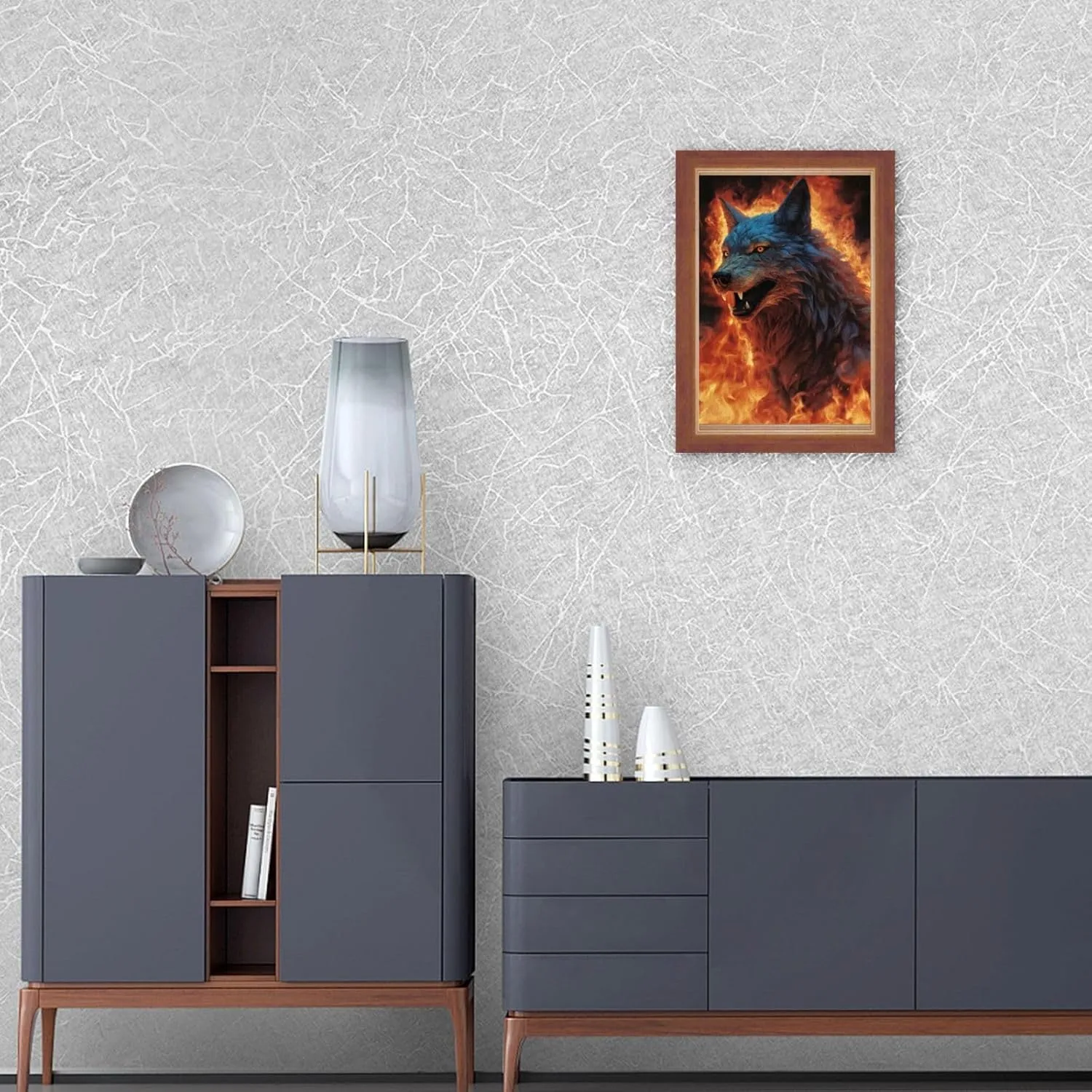 Puzzles 300 Pieces Personalized Jigsaw Puzzles Wolf Surrounded by Fire Photo Puzzle with Storage Bag Challenging Picture Puzzle for Adults Picture Puzzle for Family Decor Jigsaw (10.2" x 15")