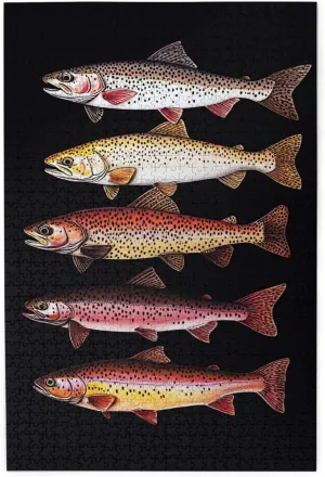 Puzzles for Adults 1000 Pieces, Different Varieties of Fish, Retro Style Brainstorming Game, Stress Reliever for Parties, Impossible Brain Challenge for Fishing Enthusiasts