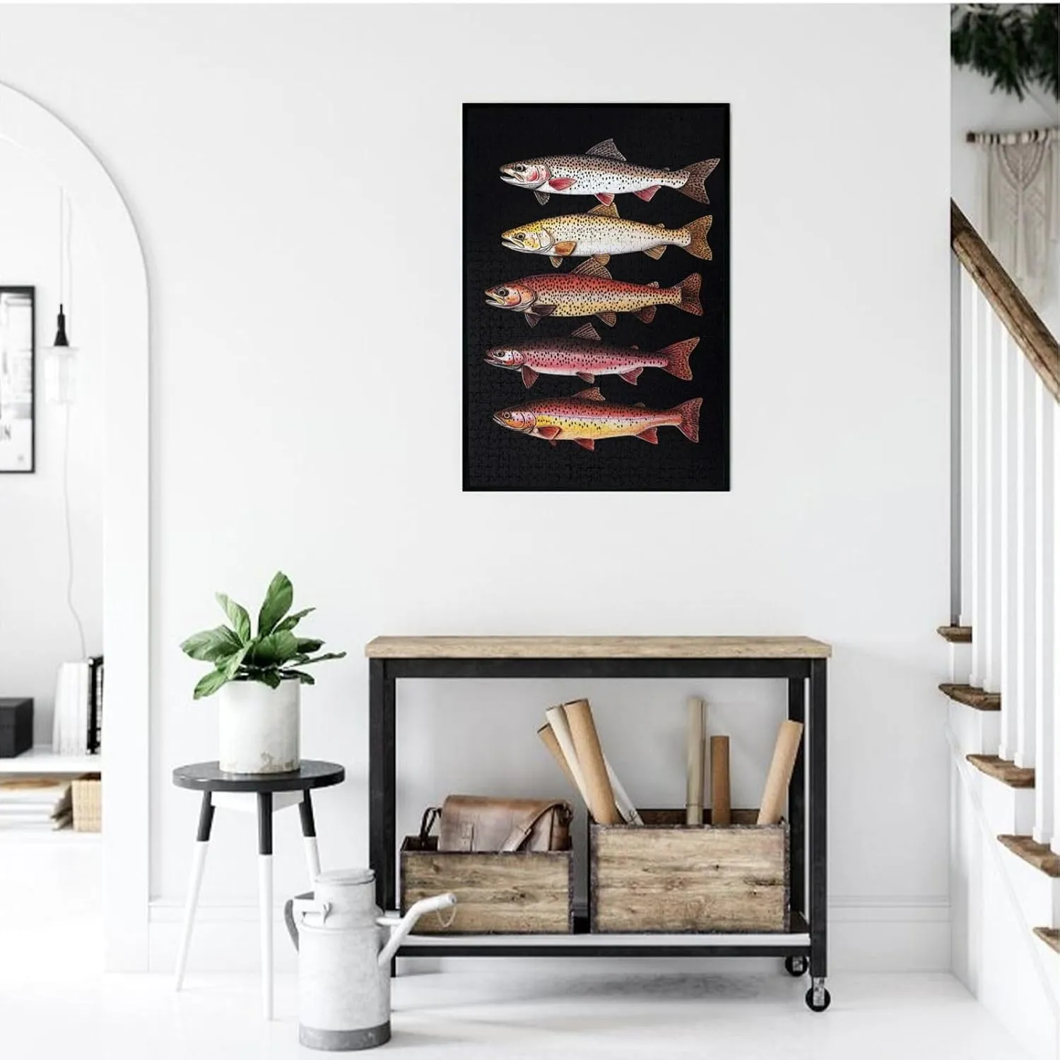 Puzzles for Adults 1000 Pieces, Different Varieties of Fish, Retro Style Brainstorming Game, Stress Reliever for Parties, Impossible Brain Challenge for Fishing Enthusiasts