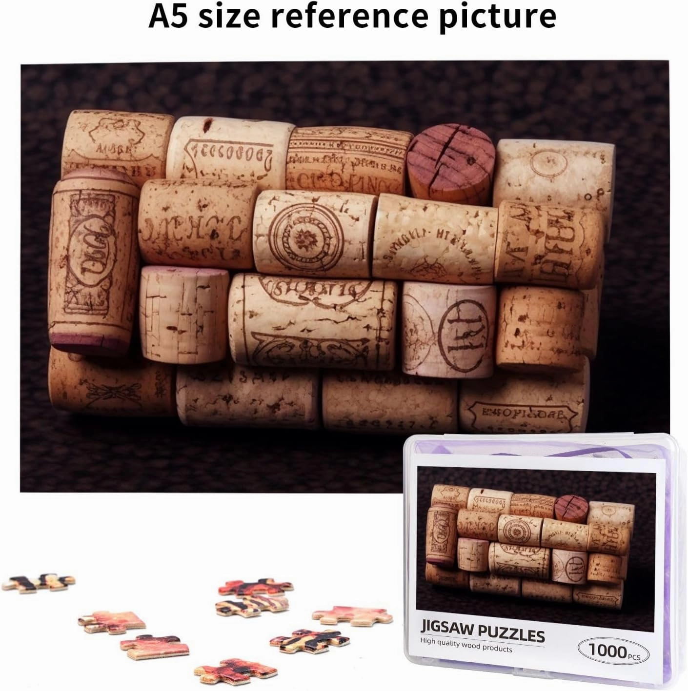 Puzzles 1000 Pieces Personalized Jigsaw Puzzles Wine Cork Photo Puzzle Challenging Picture Puzzle for Adults Personaliz Jigsaw with Storage Bag (29.5" x 19.7")