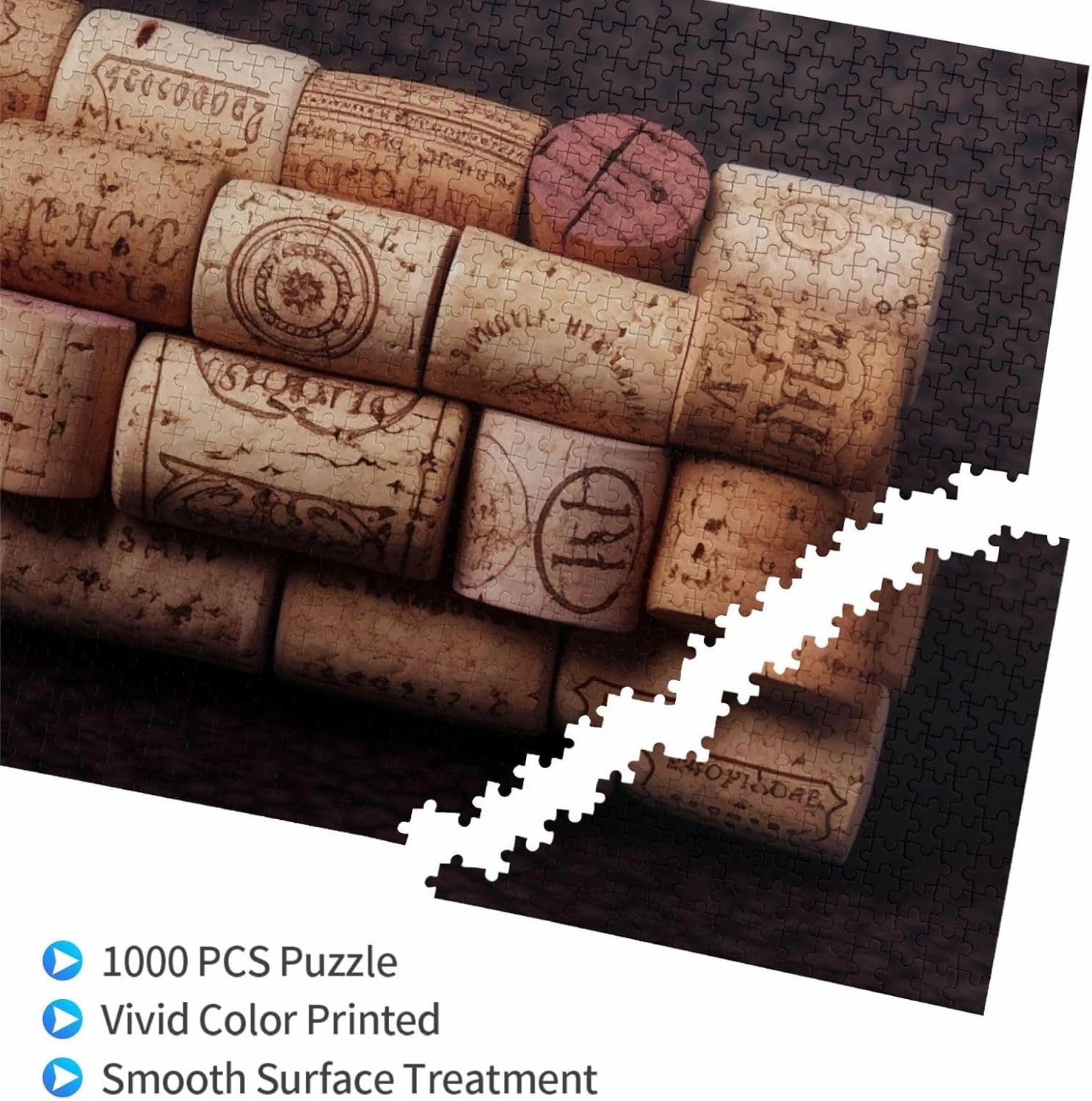 Puzzles 1000 Pieces Personalized Jigsaw Puzzles Wine Cork Photo Puzzle Challenging Picture Puzzle for Adults Personaliz Jigsaw with Storage Bag (29.5" x 19.7")