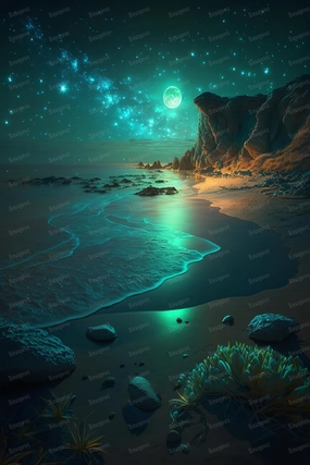 Puzzles for Adults 1000 Pieces, Moonlight Beach Wooden Puzzle - Large Educational Puzzle Artwork for Adults -Challenging and Fun Activity - Home Decors Gifts