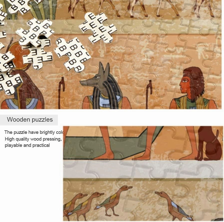Qilmy Egyptian Tribal Life 1000 Piece Large Jigsaw Puzzle for Adults - Game Interesting Toys - Hand Made Puzzles Personalized Gift