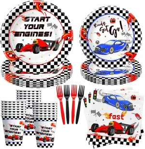 Race Car Birthday Plates And Napkins Party Supplies - Racing Car Party Decorations Tableware For Kids, Paper Plate, Cup, Napkin, Disposable Fork, Birthday Table Decorations | Serve 24