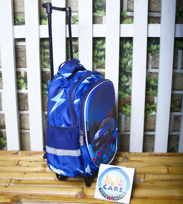 Racing Car Themed Small Trolley Bag for Playgroup | Blue (HSD-2512)