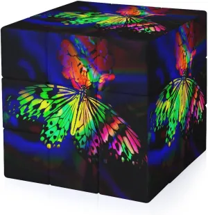 Rainbow Butterfly Adults 3x3x3 Color-Matching Smooth Fully Printed Cube Gift