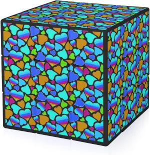 Rainbow Heart Pattern Adults 3x3x3 Color-Matching Smooth Fully Printed Cube Gift
