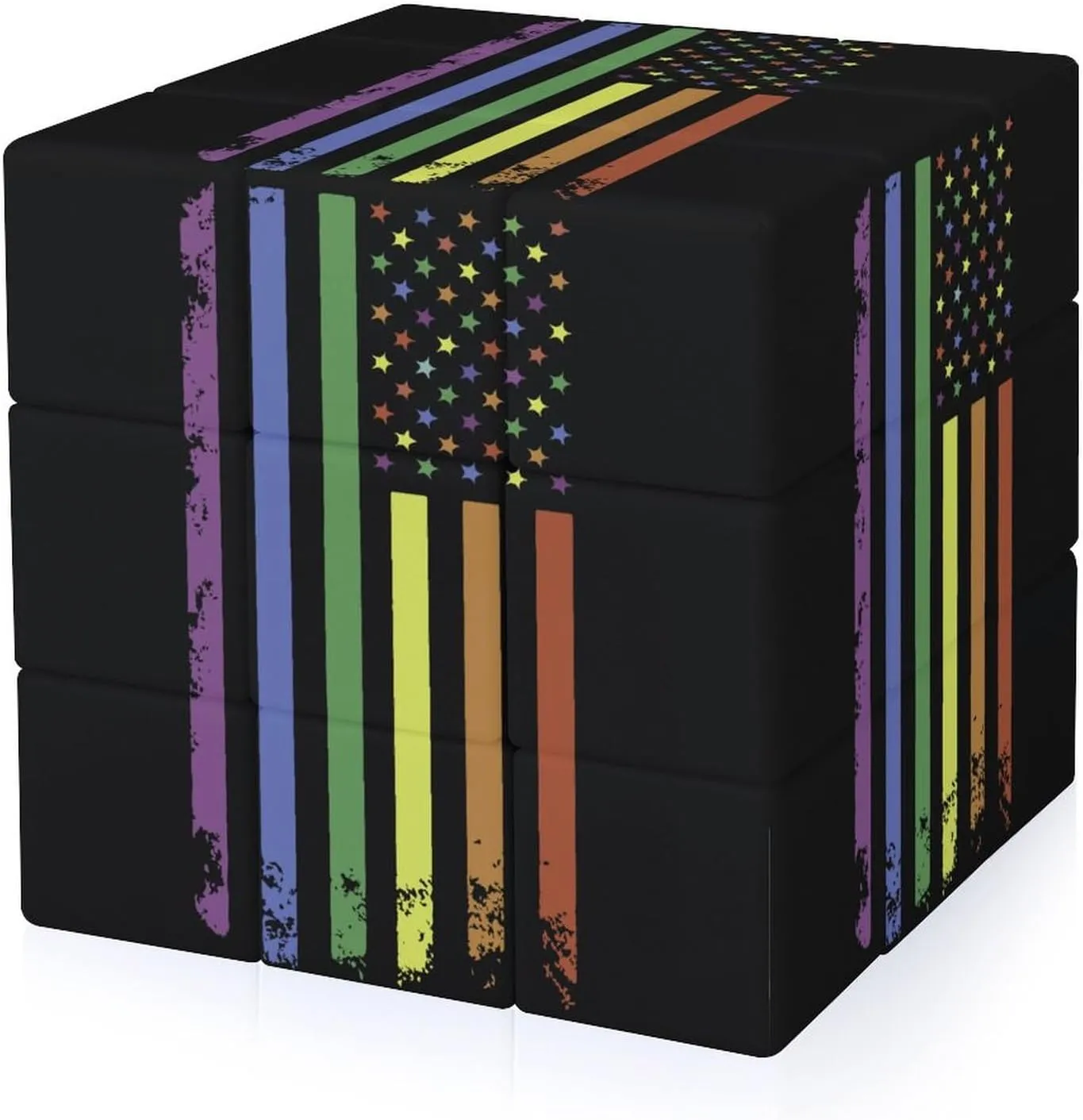 Rainbow U.S. Gay Proud Flag Funny 3x3x3 Cube Smooth Lightweight Puzzle for Adult Graphic Printing Travel
