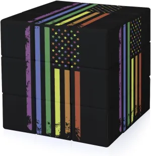 Rainbow U.S. Gay Proud Flag Funny 3x3x3 Cube Smooth Lightweight Puzzle for Adult Graphic Printing Travel