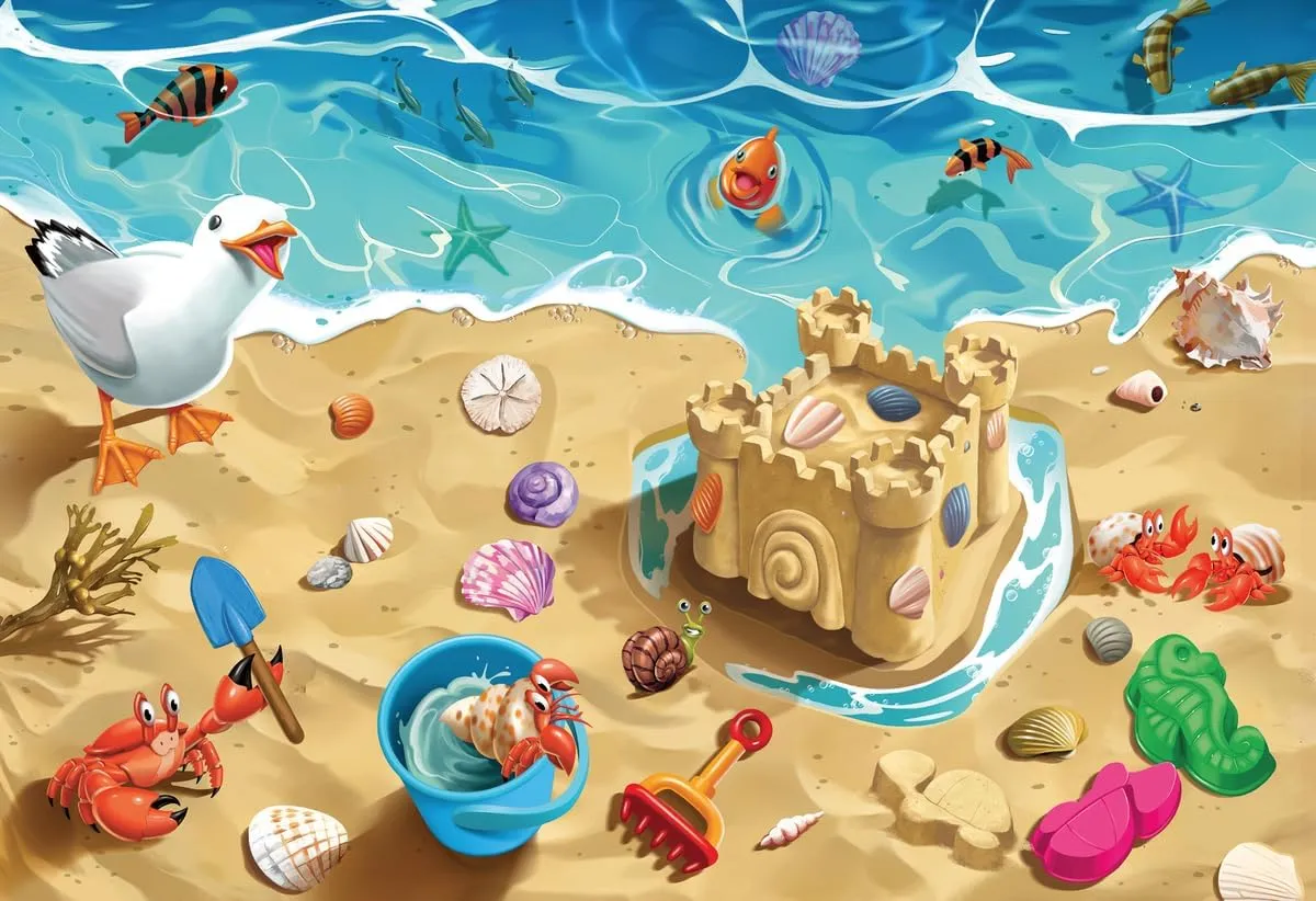Ravensburger Fun at The Beach - 24 Piece Floor Jigsaw Puzzle for Kids | Engaging Coastal Adventure | Promotes Problem Solving Skills | FSC-Certified