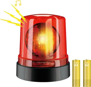 Red Police Beacon Light Toy,Spinning Effects&Realistic Siren Sounds, Perfect for Pretend Police Play, for Kids Age 3 