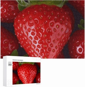 Red Strawberry Puzzles 300 Pieces Personalized Jigsaw Puzzles Red Strawberry Photo Puzzle Challenging Picture Puzzle for Adults Personaliz Jigsaw with Storage Bag (15.7" X 11")