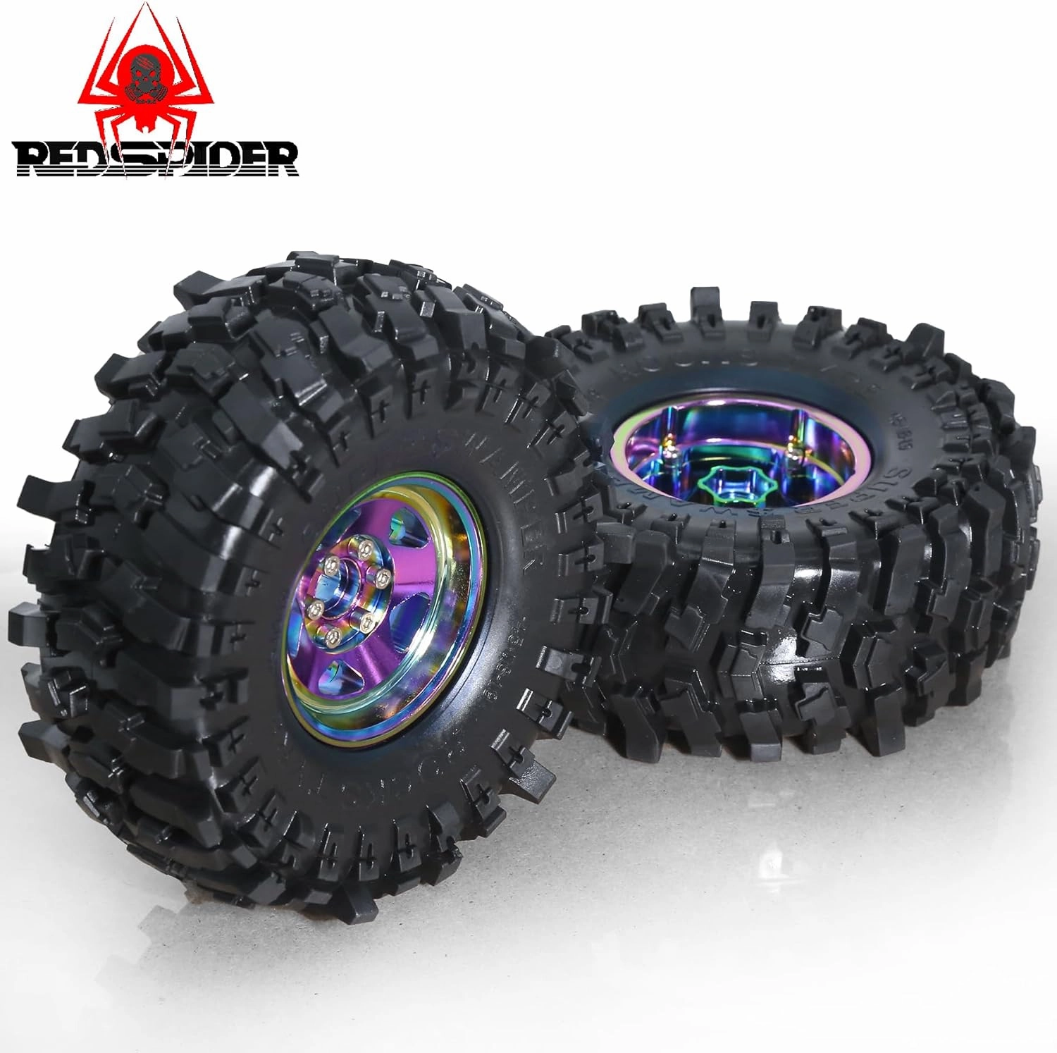 REDSPIDER 2.2 Beadlock Wheels Aluminum 2.2 Wheels for 1/10 RC Rock Crawler Car Axial Wraith RR10 SCX10 90046 YETI D90 CC01 RC Crawler Car Upgrade Parts (Seven Colors)