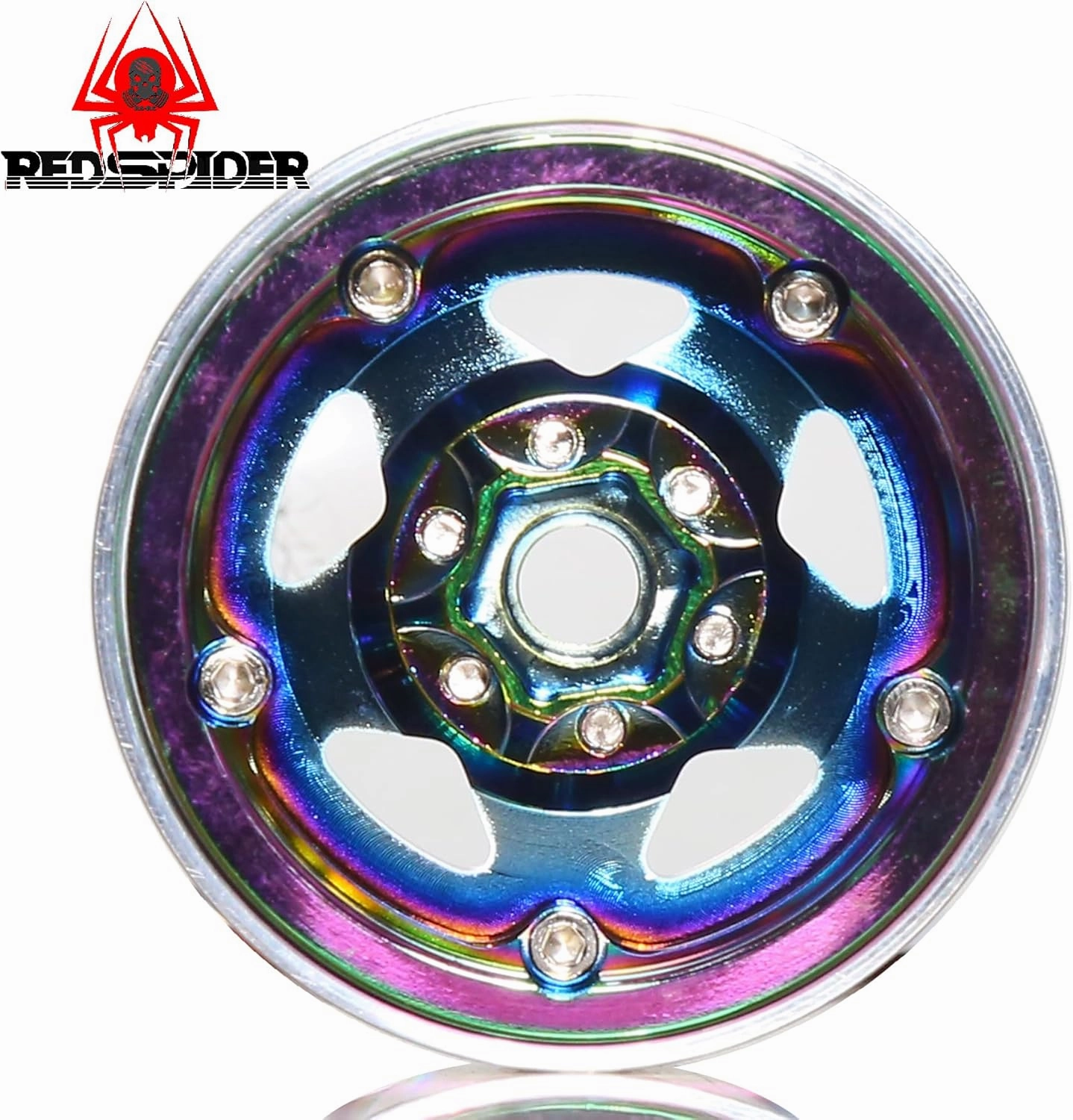 REDSPIDER 2.2 Beadlock Wheels Aluminum 2.2 Wheels for 1/10 RC Rock Crawler Car Axial Wraith RR10 SCX10 90046 YETI D90 CC01 RC Crawler Car Upgrade Parts (Seven Colors)