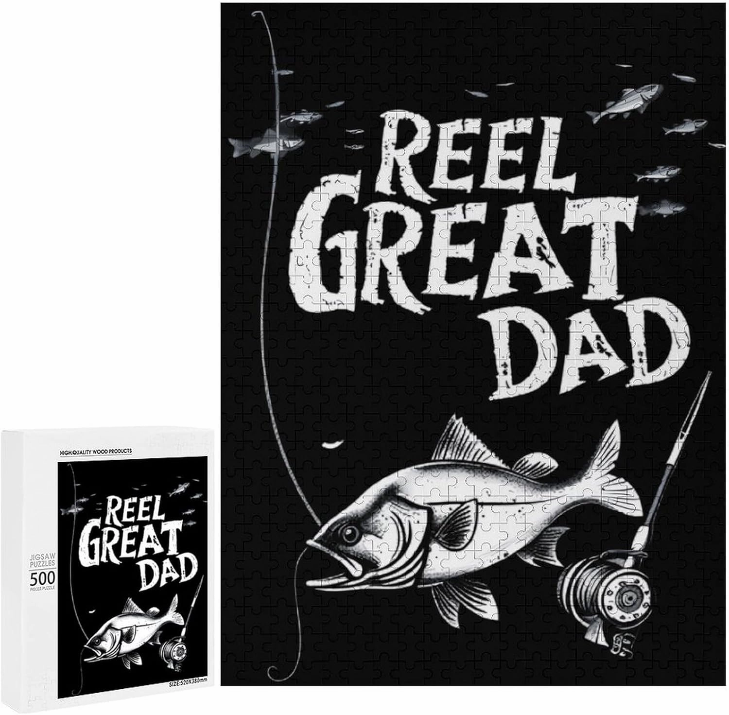 Reel Cool Dad Papa Grandpa Fishing Funny Puzzles for Adults 300/500/1000 Piece Jigsaw Puzzle Challenging Game Decor