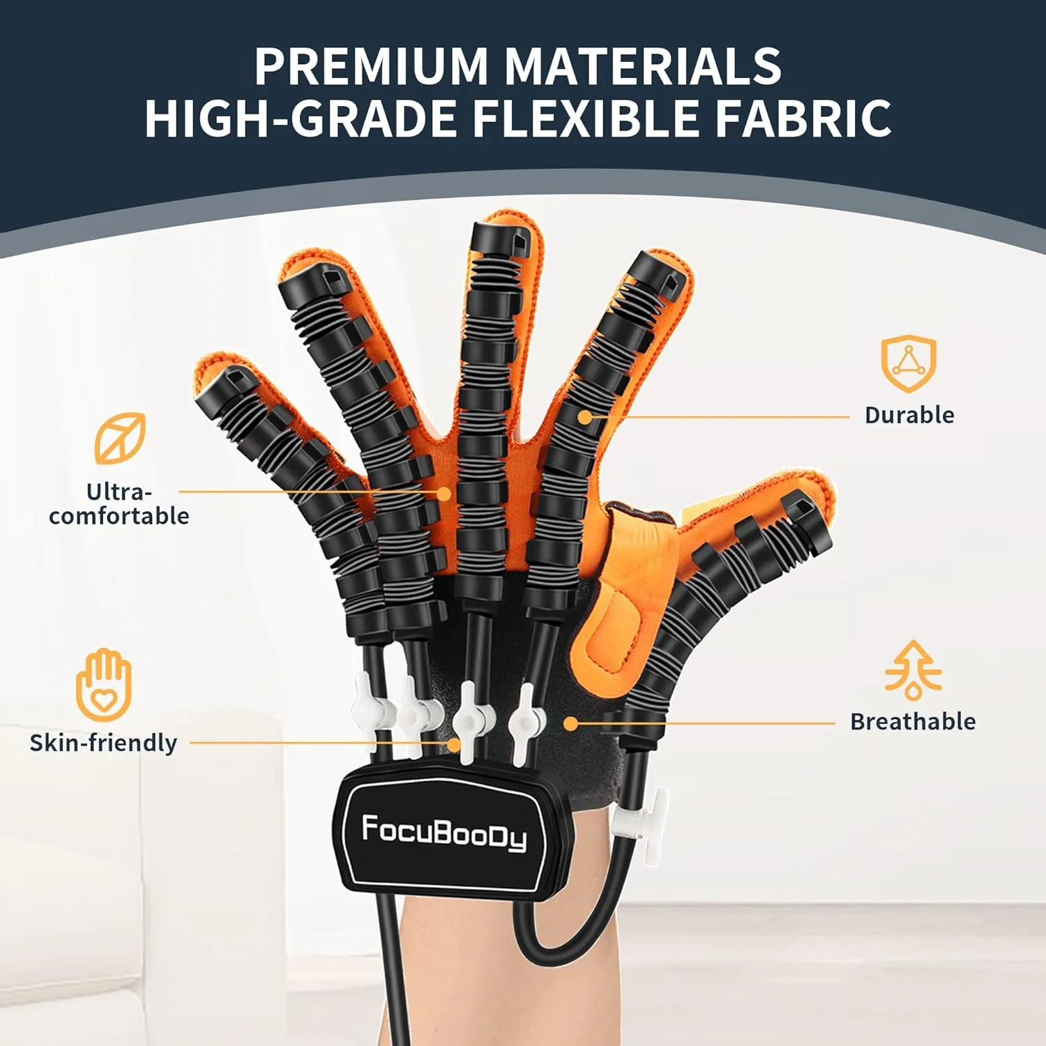 Rehabilitation Robot Gloves Equipment for Stroke Recovery, Hand Strength Exercise, and Adaptive Training Hemiplegic Finger with USB Chargeable Orange (Size S,Left Hand)