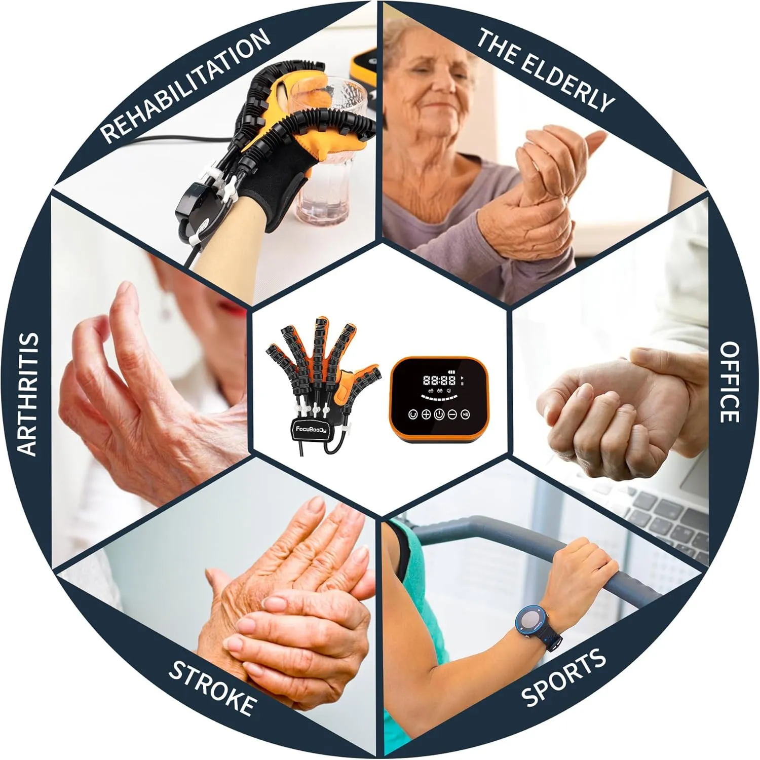 Rehabilitation Robot Gloves Equipment for Stroke Recovery, Hand Strength Exercise, and Adaptive Training Hemiplegic Finger with USB Chargeable Orange (Size S,Left Hand)