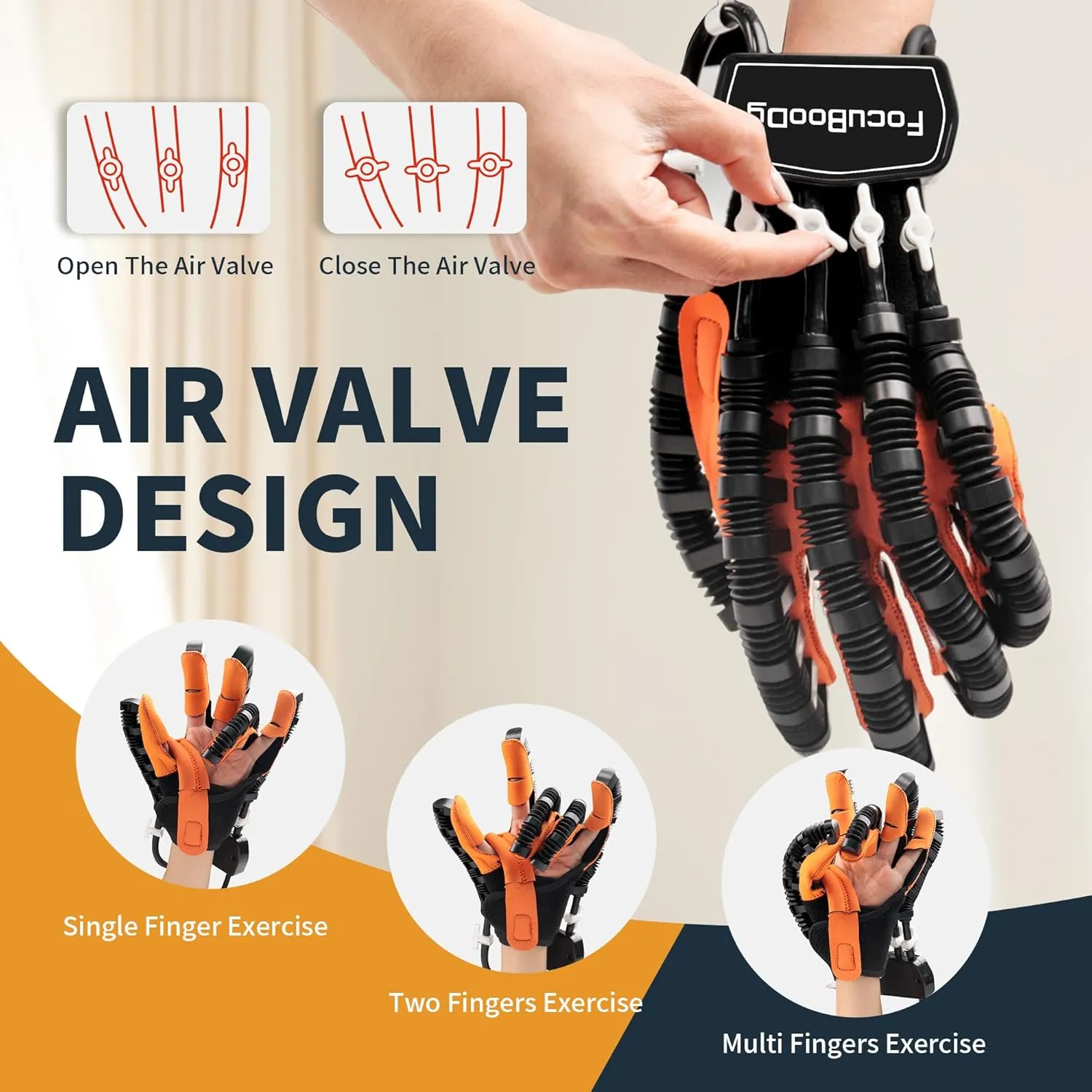 Rehabilitation Robot Gloves Equipment for Stroke Recovery, Hand Strength Exercise, and Adaptive Training Hemiplegic Finger with USB Chargeable Orange (Size S,Left Hand)