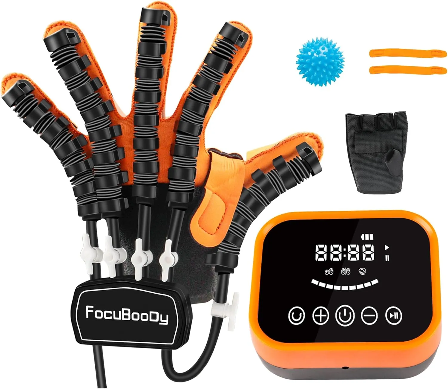Rehabilitation Robot Gloves Equipment for Stroke Recovery, Hand Strength Exercise, and Adaptive Training Hemiplegic Finger with USB Chargeable Orange (Size S,Left Hand)