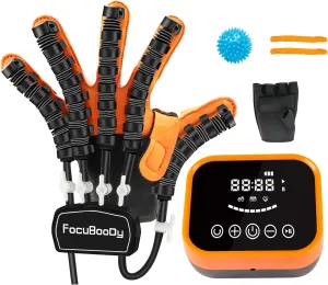 Rehabilitation Robot Gloves Equipment for Stroke Recovery, Hand Strength Exercise, and Adaptive Training Hemiplegic Finger with USB Chargeable Orange (Size S,Left Hand)