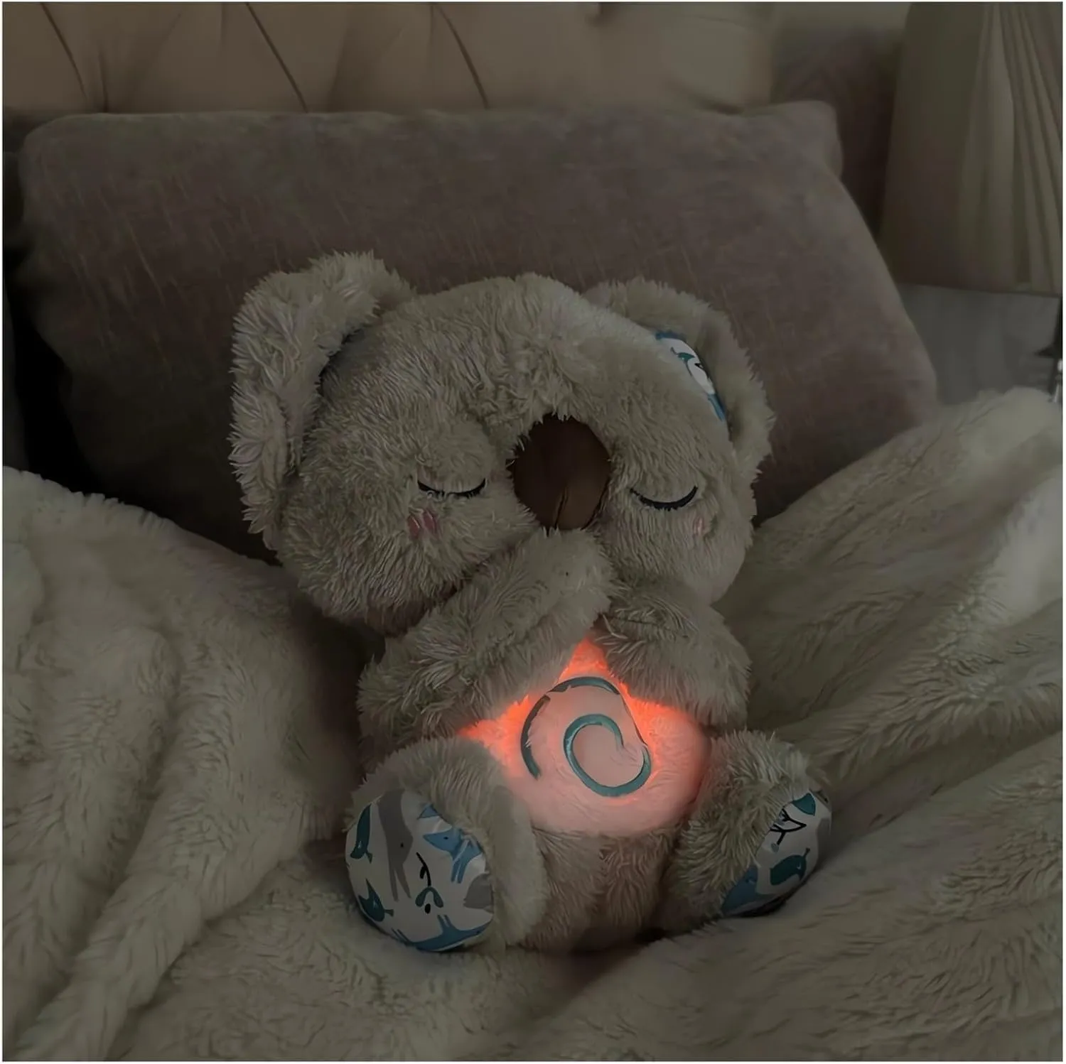 Relief Koala Breathing Stuffed Toy, Anxiety Relief Plush Breathing Animal, Sleeping Koala Plush Breathing with Musical Lights & Rhythmic Breathing Motion