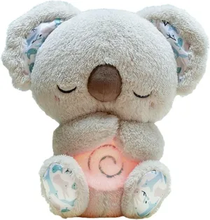 Relief Koala Breathing Stuffed Toy, Anxiety Relief Plush Breathing Animal, Sleeping Koala Plush Breathing with Musical Lights & Rhythmic Breathing Motion