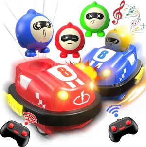 Remote Control Bumper Cars Set of 2, RC Ejecting Bumper Car Toy with Light & Music, Mini RC Battle Race Vehicles Toddler Toys, Birthday Gifts for Ages 3 4 5 6 7 8 Years Old Kids Boys Girls