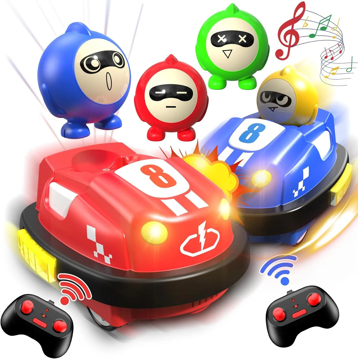 Remote Control Bumper Cars Set of 2, RC Ejecting Bumper Car Toy with Light & Music, Mini RC Battle Race Vehicles Toddler Toys, Birthday Gifts for Ages 3 4 5 6 7 8 Years Old Kids Boys Girls