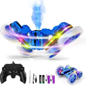 Remote Control Car, 360°Rotating 4WD RC Cars with Cool Spray, 2.4Ghz Double Sided RC Stunt Truck with Cool Lights, Drift Car for Kids Toys Best Gifts for Boys Girls Age 4-6 7 8-13 Year Old