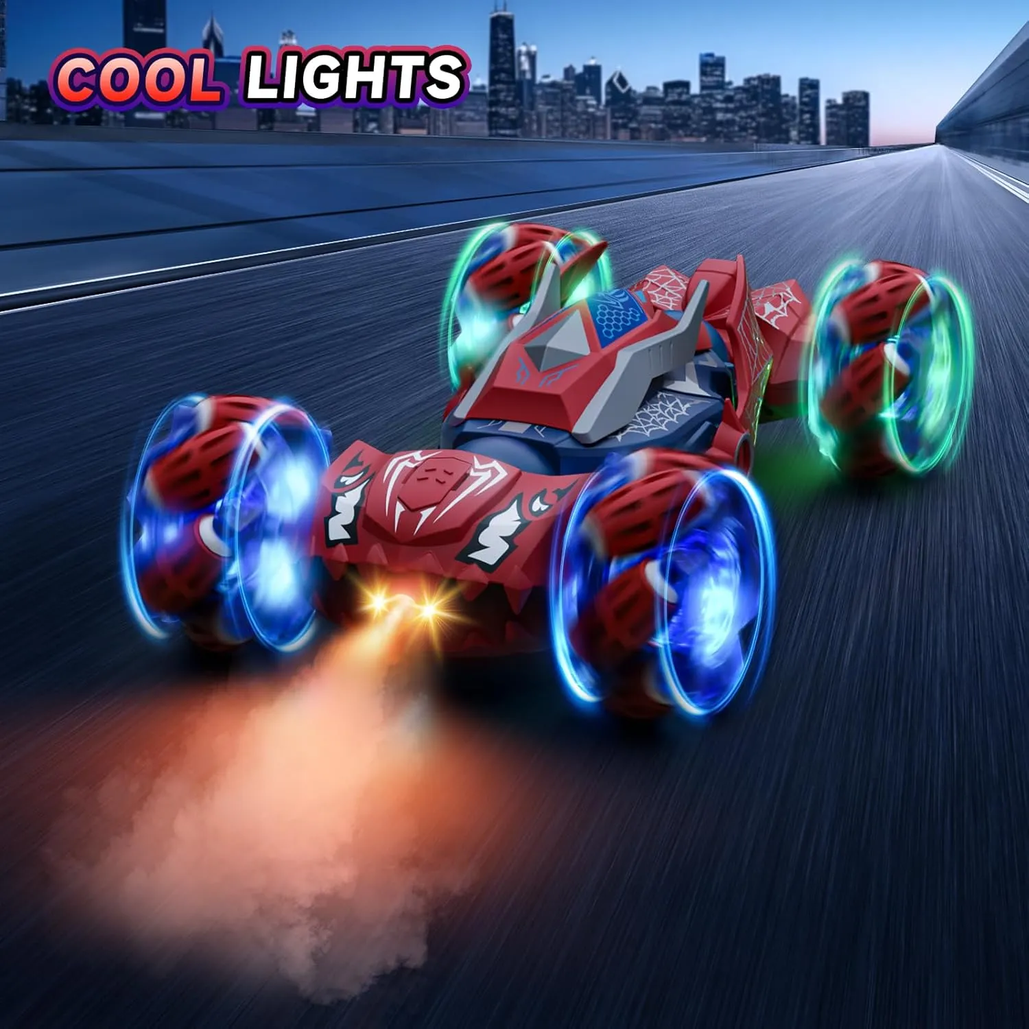 Remote Control Car Boys Toys: RC Cars 360°Flip 2.4Ghz Double Sided 4WD Transform Off Road for Rotating Hand & Remote Control Drift Stunt Cars Toy 6 7 8 9 10 11 12 Year Old Kids Girls (Red)