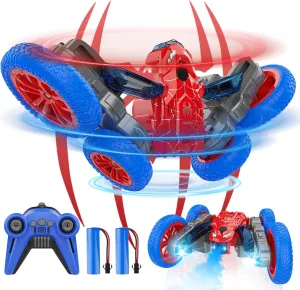 Remote Control Car for Boys, Double-Sided Drive,360° Rotation of Rc Cars Spray Features and Spins Have Special Lighting Rc Car,4WD RC, Toy for Boys Ages 4-10 Gift(Red)