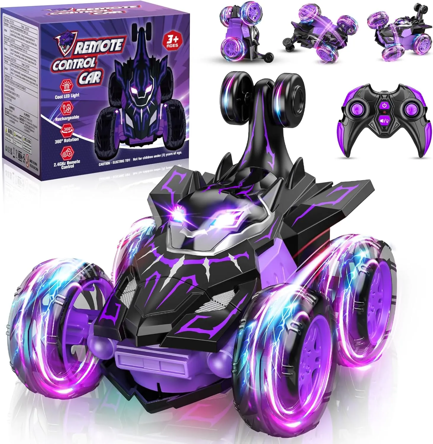 Remote Control Car,RC Cars for Boys with Double Sided 360° Flip & 4WD Wheel Lights,Rechargeable Monster Truck Car Toys for 4 5 6 7 8 9 10 Year Old Birthday Gifts Christmas Stuffers for Kids Age 4-12