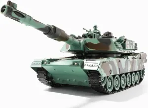 Remote Control Tank, US M1A2 Abrams Army Tank Toy with Live Combat FX & Camo Design, 2.4GHz 9-Channel RC Milirtary Vehicles for Boys & Kids Aged 6-14
