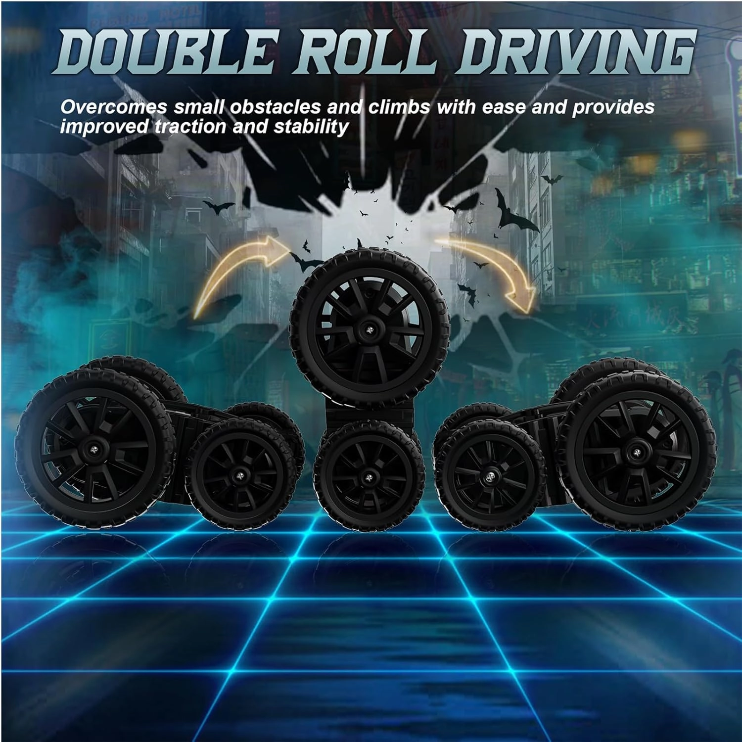 Remote Control Car, 360°Rotating 4WD RC Cars with Cool Spray, 2.4Ghz Double Sided RC Stunt Truck with Cool Lights, Drift Car for Kids Toys Best Gifts for Boys Girls Age 4-6 7 8-13 (Black)