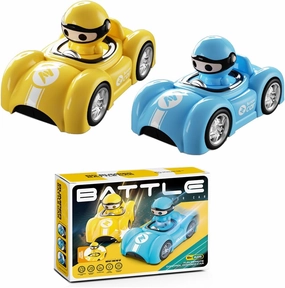 Remote Controlled Speed Bumper Cars, Mini Bumper Ejector Vehicles, ,RC Stunt Car with Light & Music,Parent-Child Interaction Gifts for Boys Girls,Toy Cars for Kids Birthday Christmas (Blue & Yellow)
