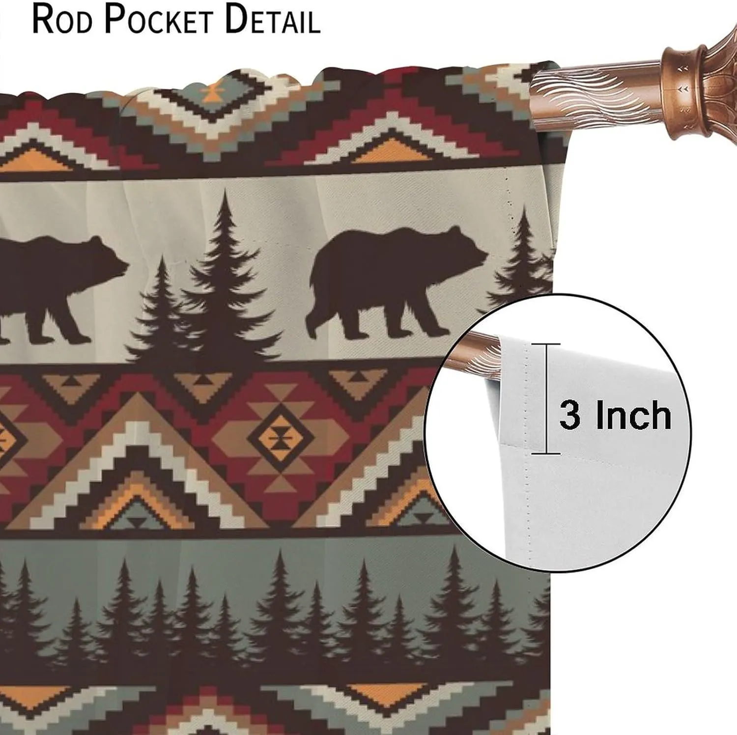 Retro Cabin Curtains,Vintage Bear Moose Deer Country Style Farmhouse Thermal Insulated Drapes Darkening Window Curtain for Bedroom Living Room Home 42x45 Inch